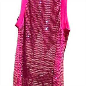 Adidas X IVY PARK Barbie Pink Crystal Bling Mesh Tank Top /Mini Dress /Cover-up